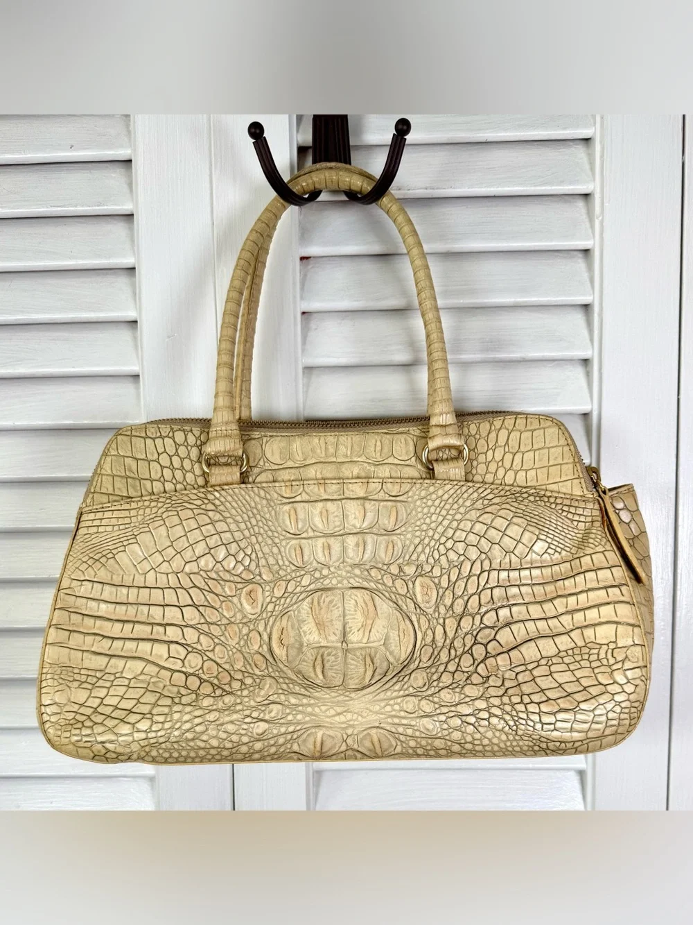 Vintage Brahmin Naomi Satchel - Croc Sand Leather